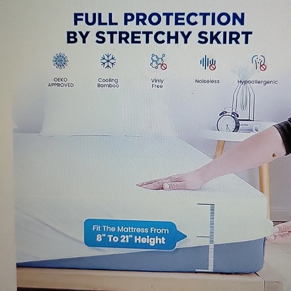 Bosane Premium 100% waterproof Full mattress protector breathable cool white New